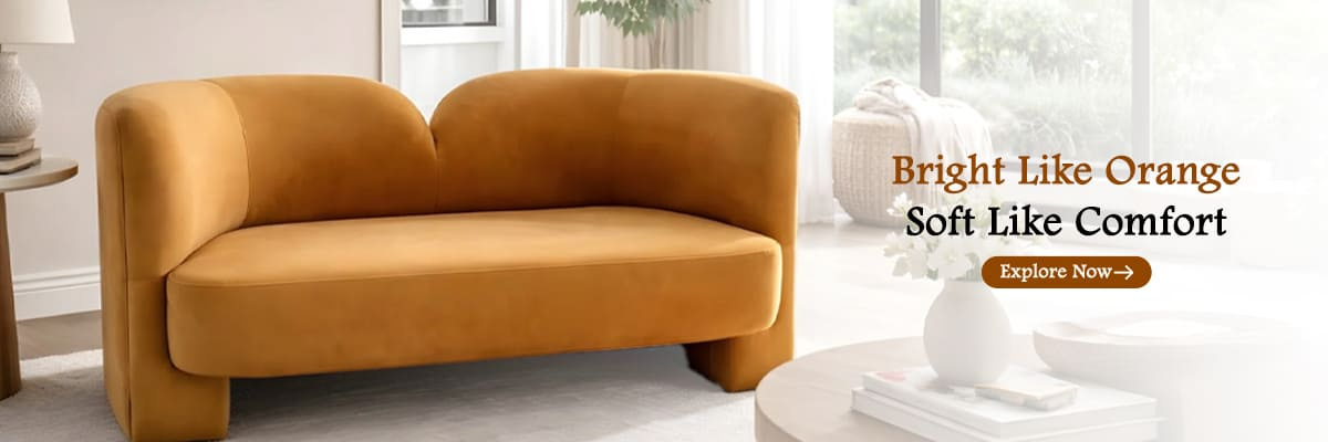 Modern Curved Upholstered 2-Seater Sofa