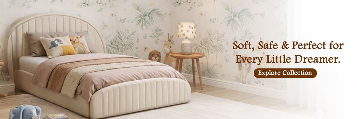 Luxury Upholstered Bed Frame with Rounded Panelled Headboard