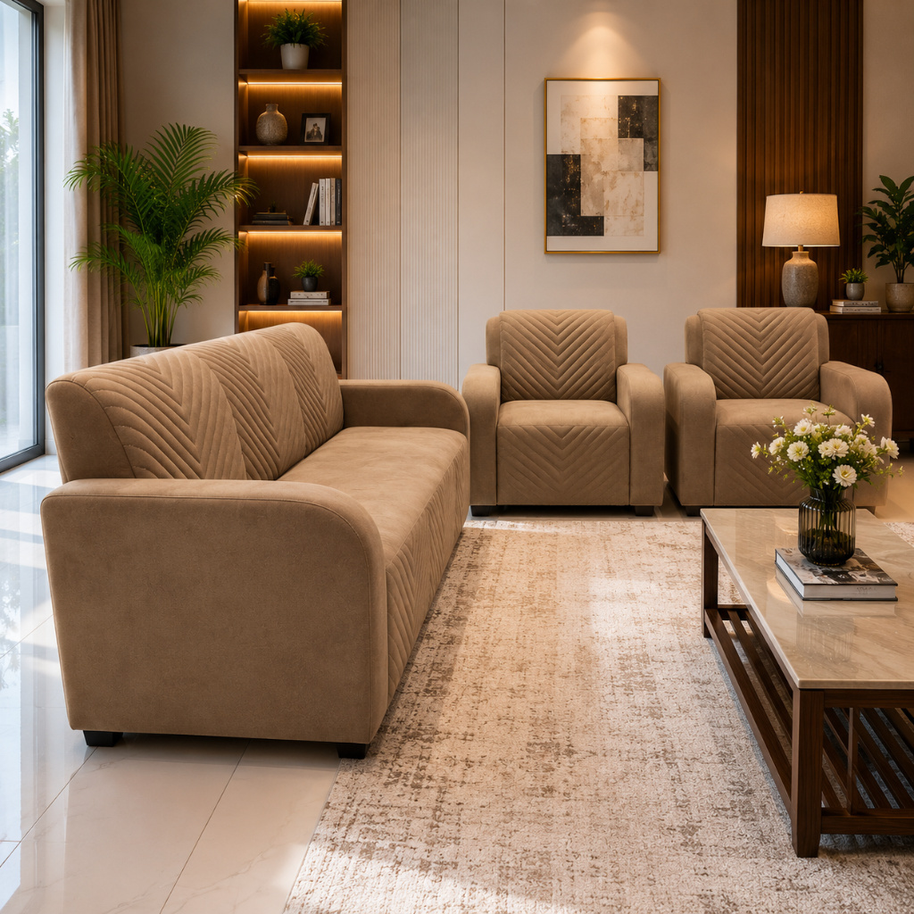 Chevron Quilted Upholstered Sofa Set - image 2