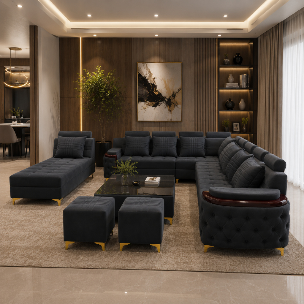 Royal Chesterfield U-Shape Sofa Set