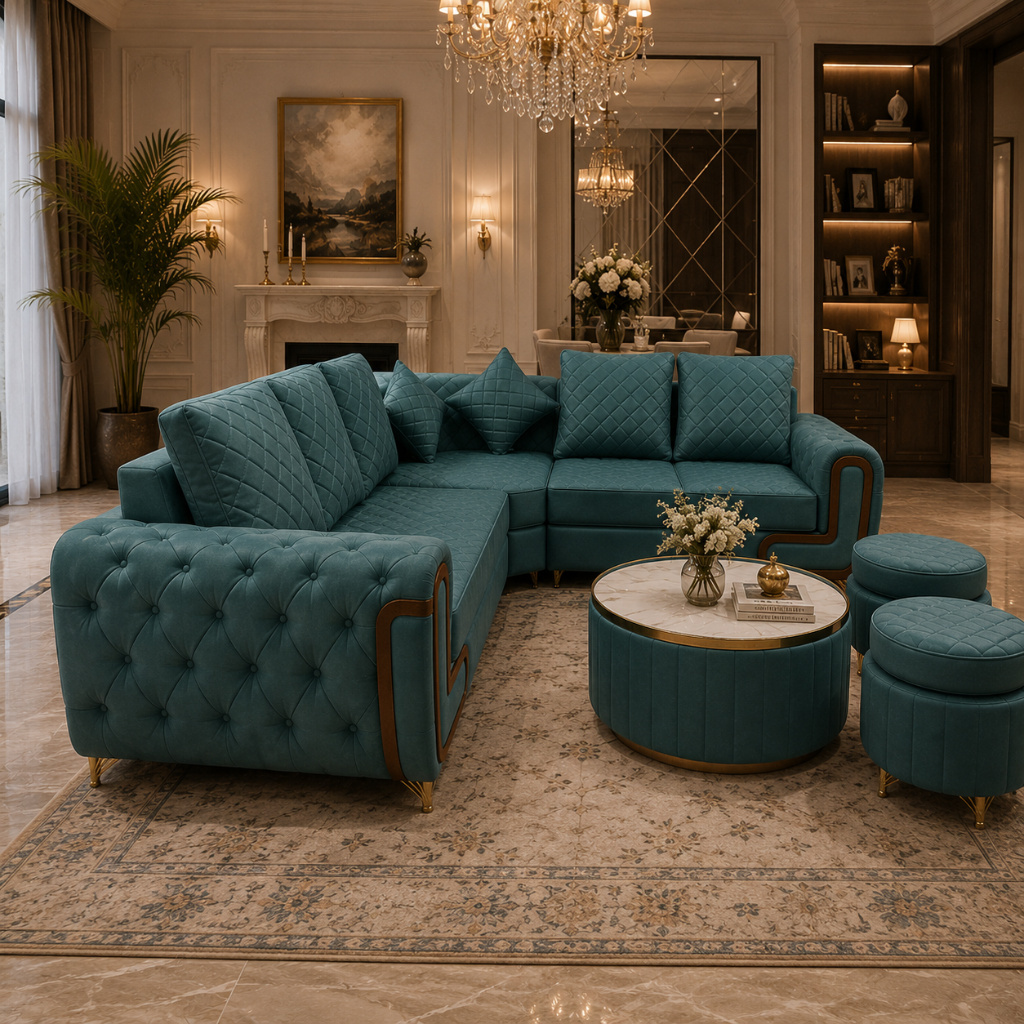 Royal Diamond Tufted L-Shape Sofa Set - image 2