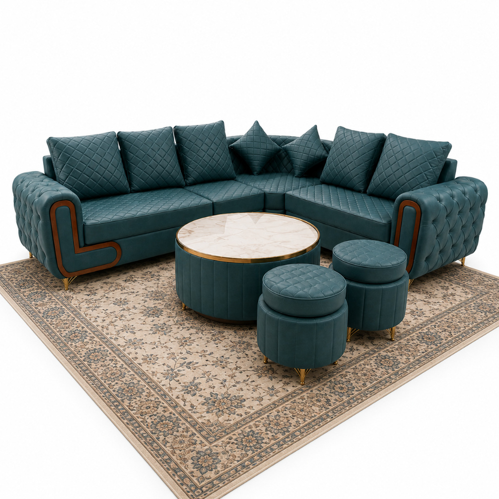 Royal Diamond Tufted L-Shape Sofa Set - image 3