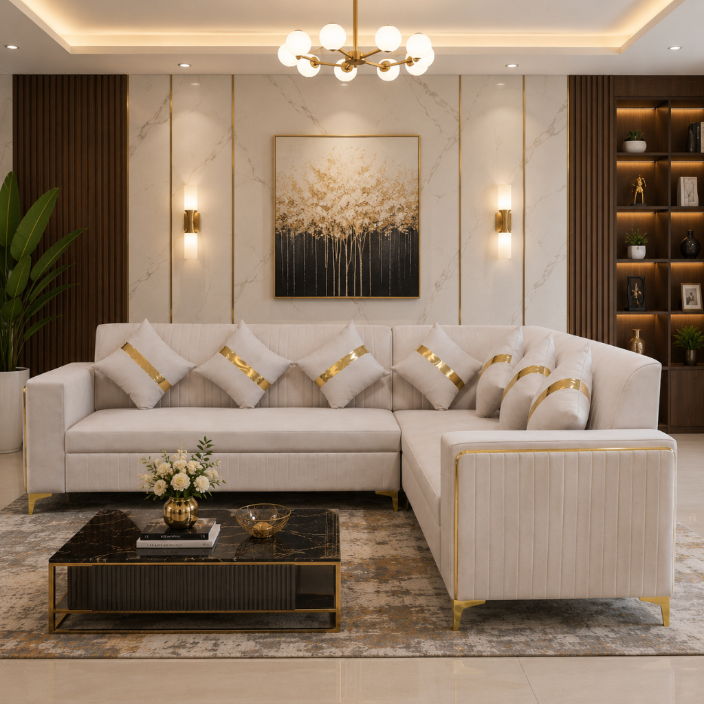 Imperial Gold Accent L-Shape Sofa