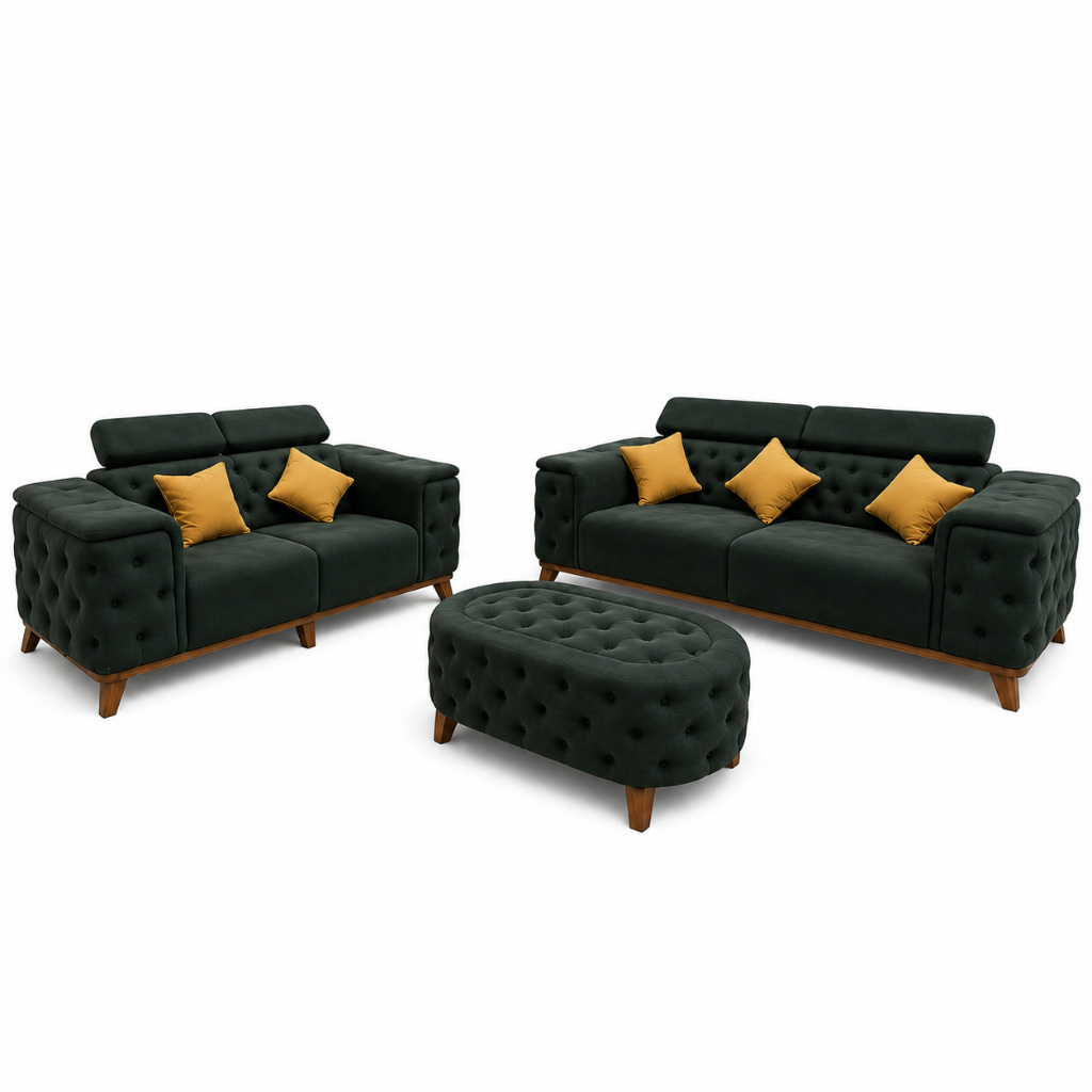 Royal Chesterfield Sofa Set with Ottoman - image 2