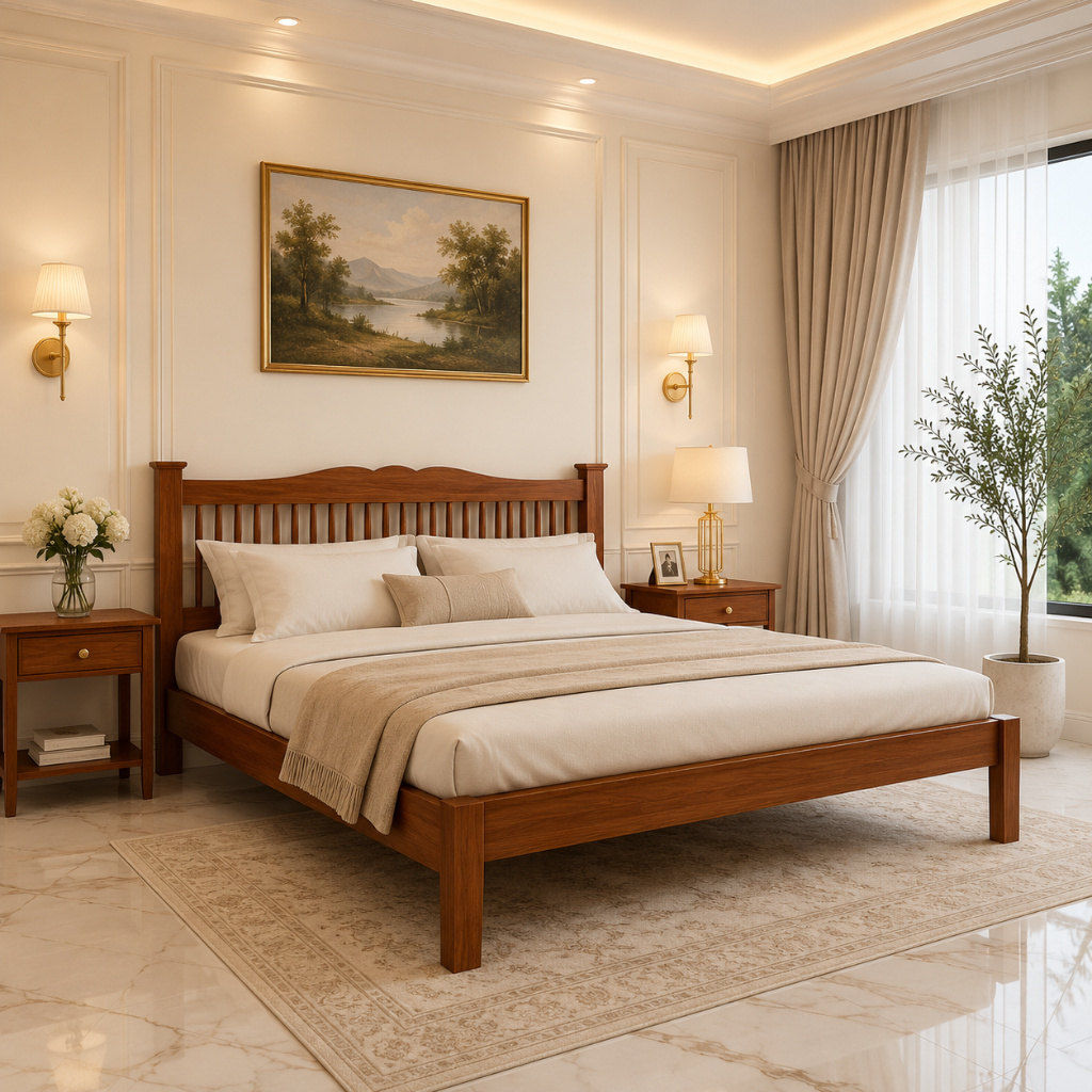 Classic Solid Wood Bed