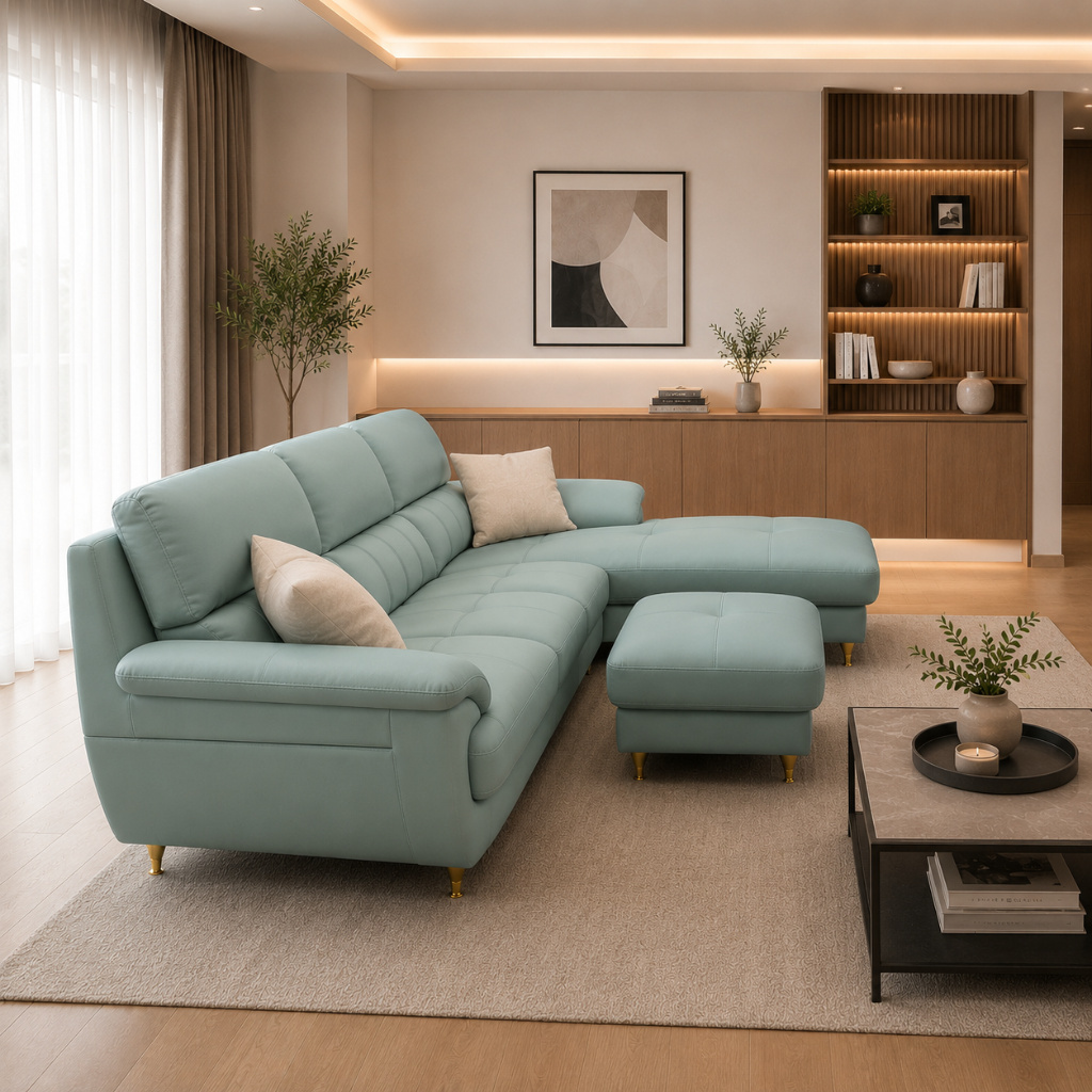Aqua Luxe L-Shape Corner Sofa with Ottoman - image 3