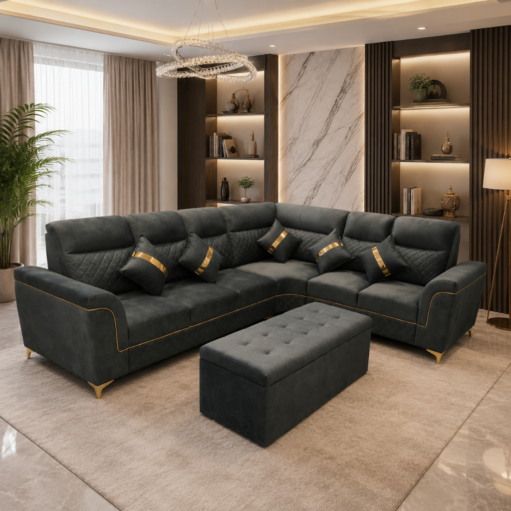 Royal Crest L-Shape Corner Sofa with Ottoman - image 2